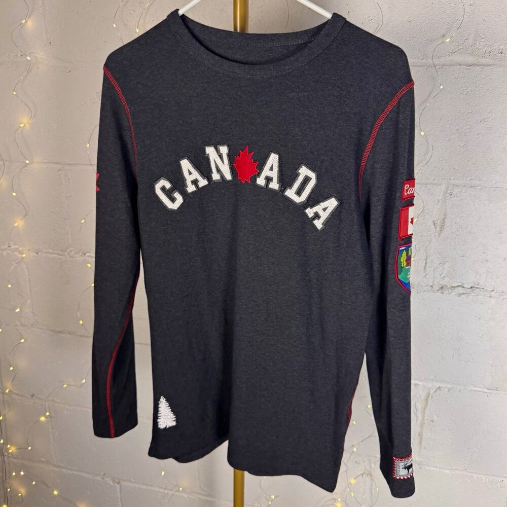 GGS Vintage Collection women S Canada patch long sleeve gray shirt